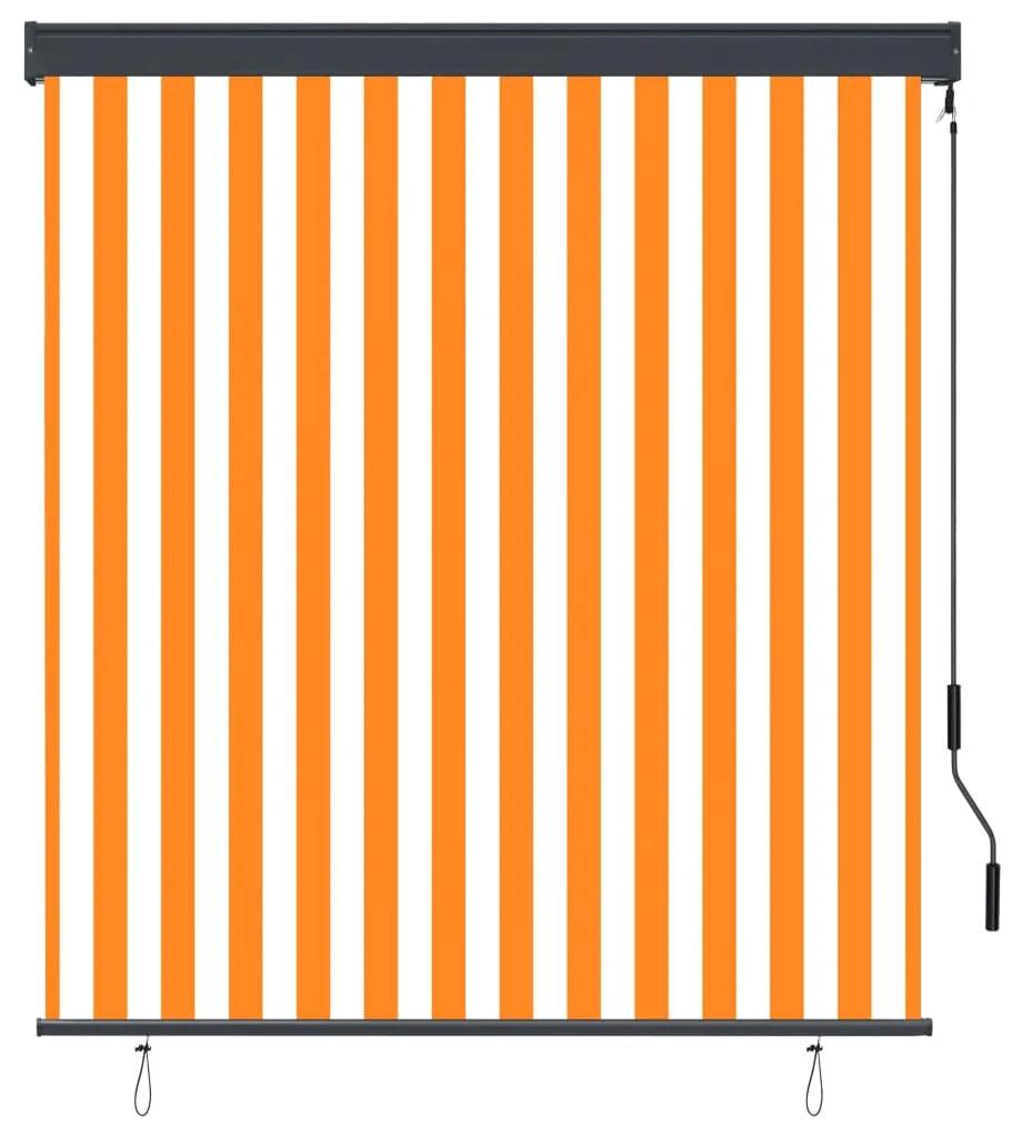 Jaluzea tip rulou de exterior, alb si portocaliu, 140 x 250 cm portocaliu si alb, 140 x 250 cm