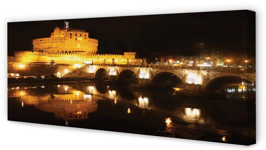 Tablouri canvas Roma River poduri noapte