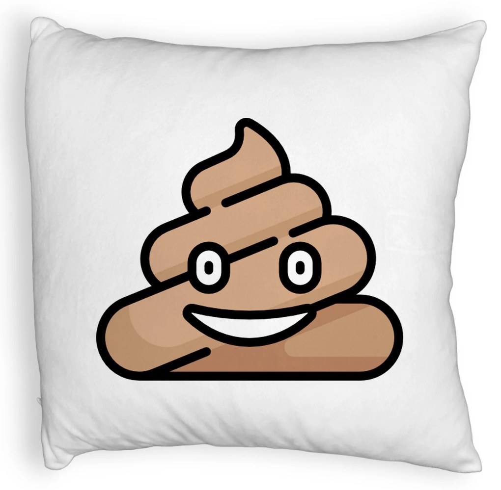 Perna Decorativa Fluffy, Model Poo Emoji, 40x40 cm, Alba, Husa Detasabila, Burduf