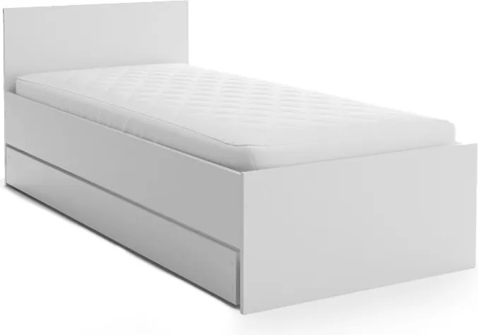 Pat ELISA 90 x 200 cm, alba Saltele: Cu saltele Coco Maxi 20 cm, Somiera pat: Cu lamele drepte