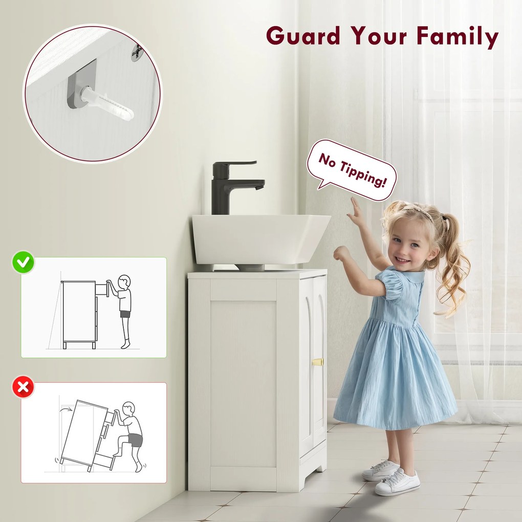 HOMCOM Dulap pentru Sub Chiuvetă cu 2 Uși Arcuite - Alb | Aosom Romania