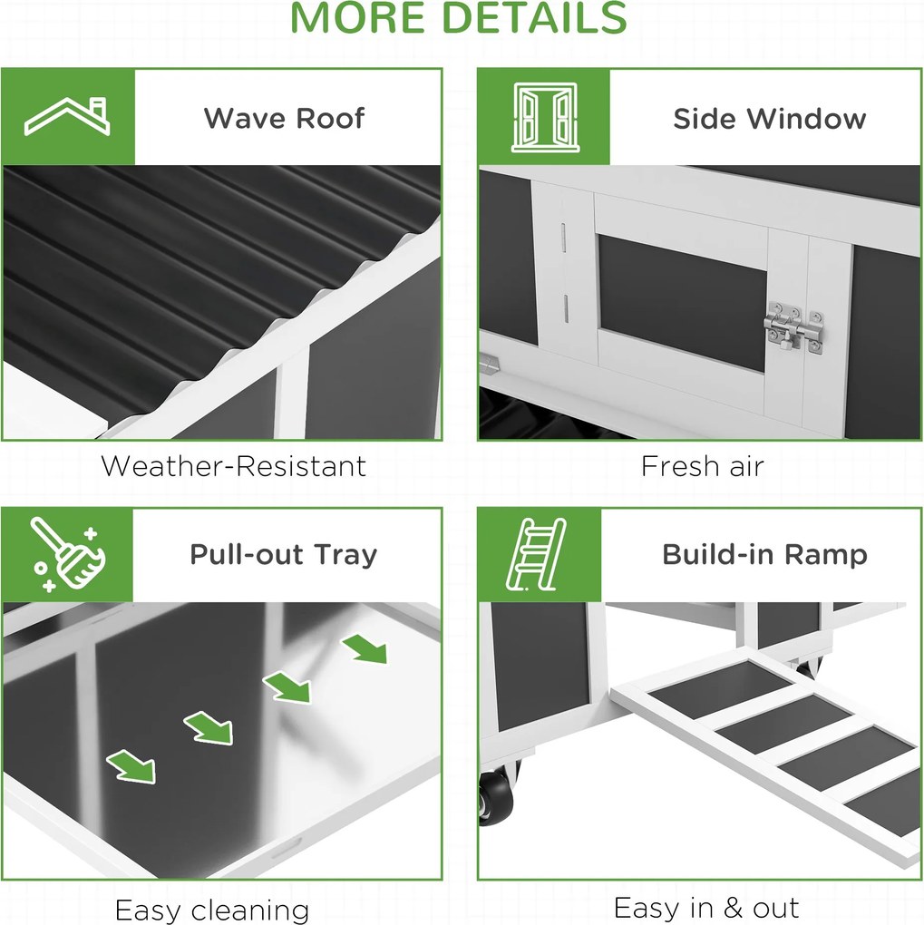 PawHut Adăpost din Lemn pentru Găini cu Cuib pentru Ouă pentru 6 Găini, Gri Închis | Aosom Romania