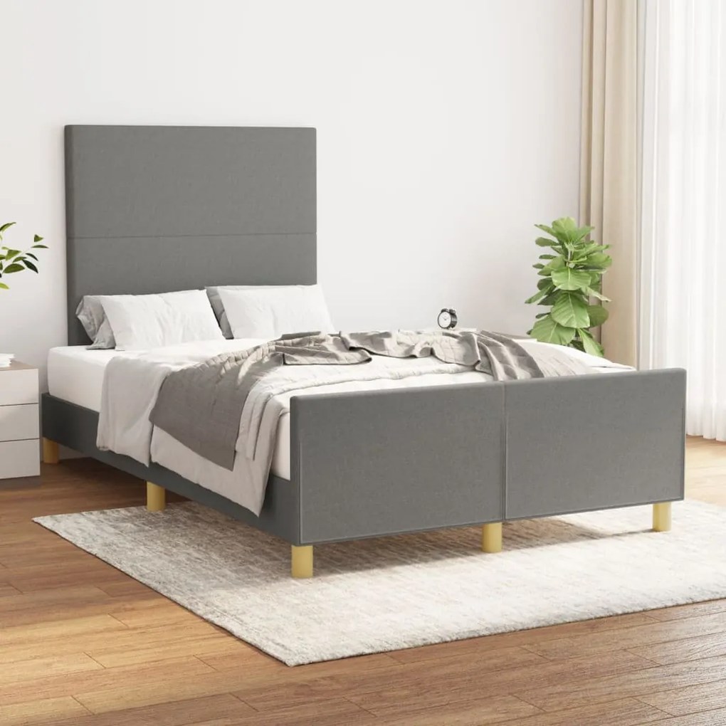 Cadru de pat cu tablie, gri inchis, 120x200 cm, textil Morke gra, 120 x 200 cm, Design simplu