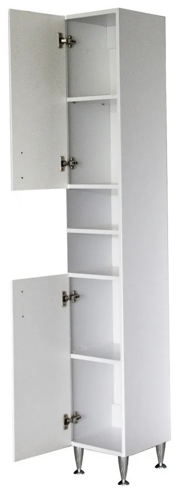 Dulap înalt Bianca Plus 30 cu 2 uși, deschis, alb lucios, universal