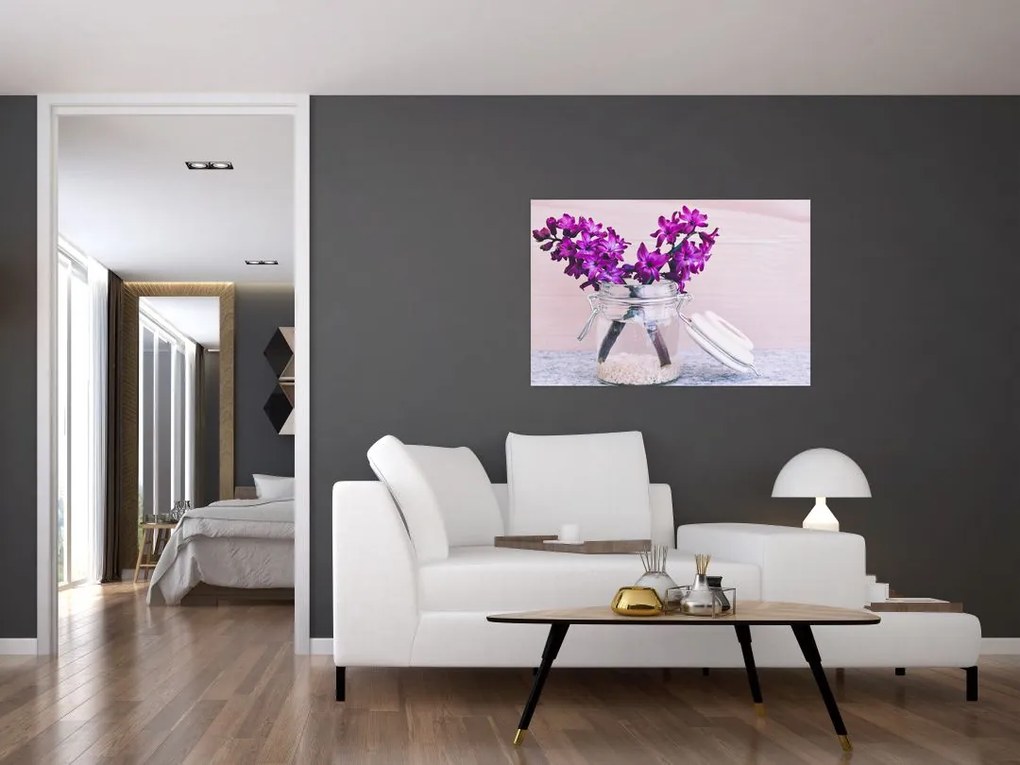 Tablou cu flori violete (90x60 cm)