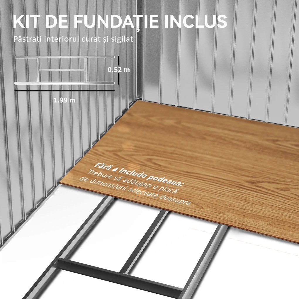 Casuta pentru Gradina, sopron pentru Unelte, magazie din Lamiera de Otel, pentru depozitare si organizare 213x127x185cm Outsunny | Aosom RO