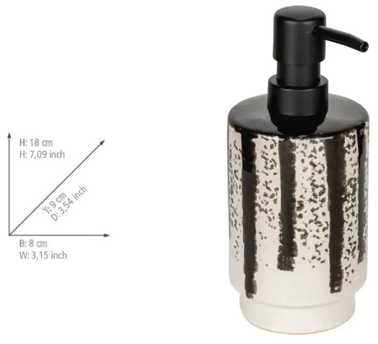 Dozator de săpun lichid alb-negru din ceramică 340 ml Subiza – Wenko
