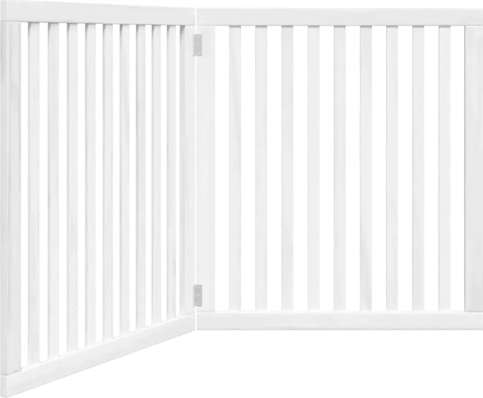 vidaXL Poartă pentru câini pliabilă, 2 panouri, alb, 160 cm, lemn plop