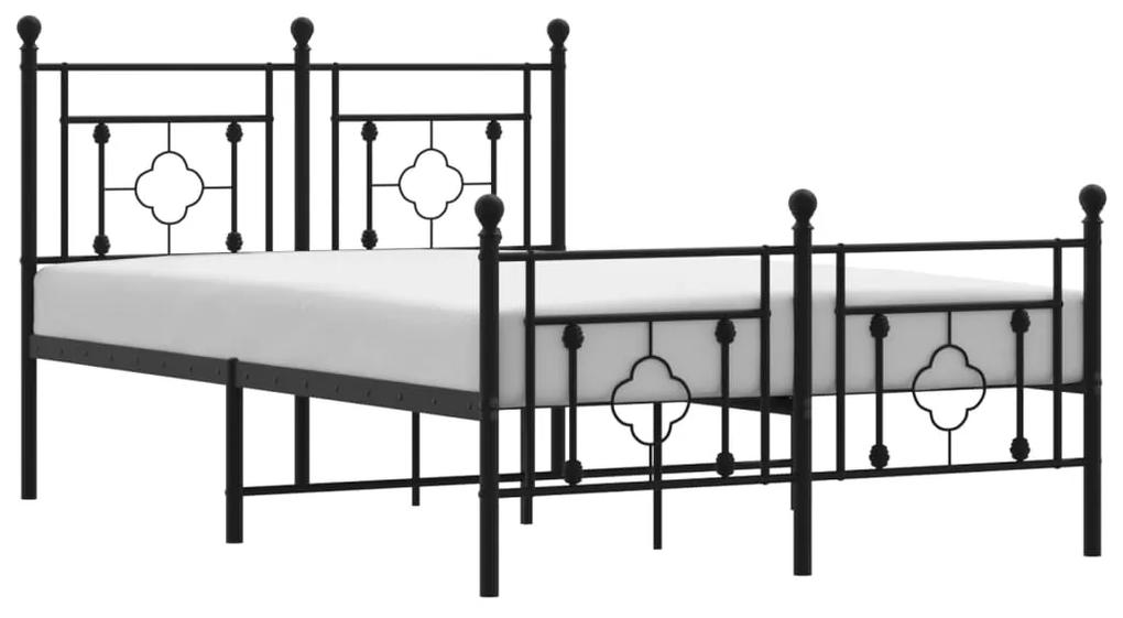 374355 vidaXL Cadru pat metalic cu tăblie de cap/picioare, negru, 120x200 cm