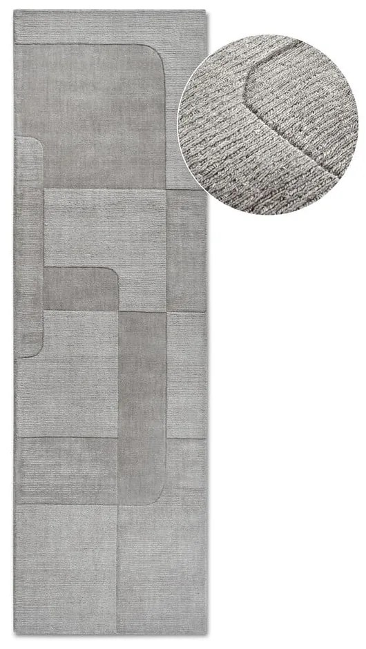 Covor tip traversă gri țesut manual din lână 80x250 cm Charlotte – Villeroy&Boch