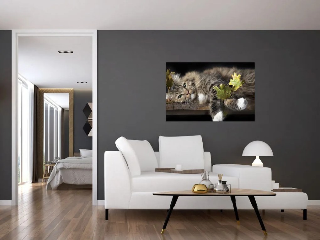 Tablou - Pisica mincinoasă (90x60 cm)