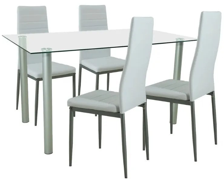 Set de masă Verna 4+1 alb-gri