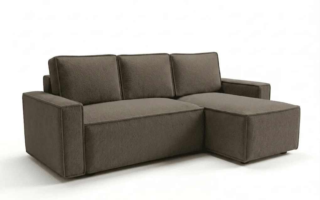 Canapea extensibila de colt SMART BOUCLE, gri-maro, reversibila, 232x143 cm