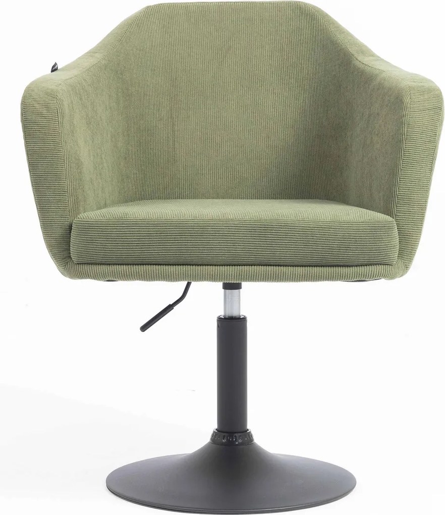 HR832N Scaun Catifea Reiată Premium culoare verde salvie cu Bază Neagră