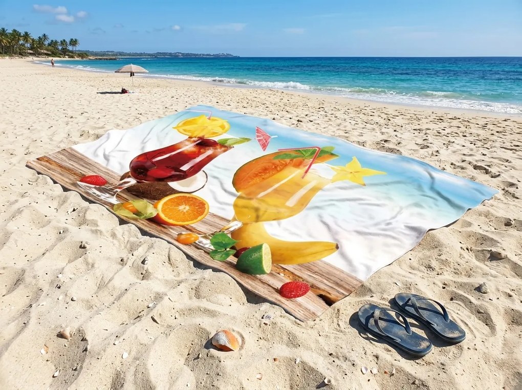 Prosop de plaja XXL cu uscare rapida DRINKOZA colorat 150 x 210 cm, 100% microfibra