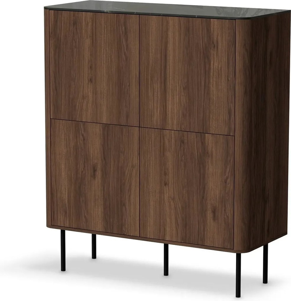 Comoda SOLANO KM-2, nuc/negru, PAL laminat, 100x40x116 cm