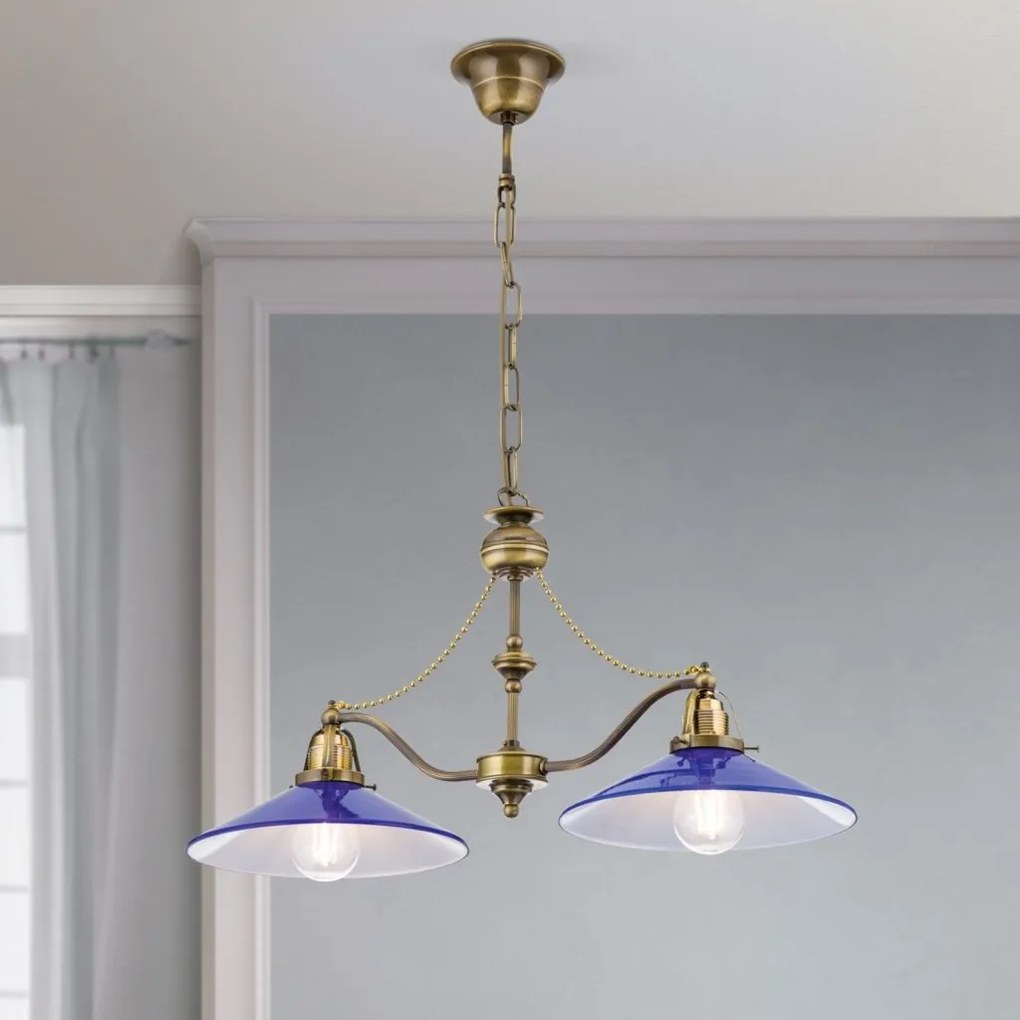 Lustra realizata manual design rustic ARTDESIGN, patina/ albastru-cobalt