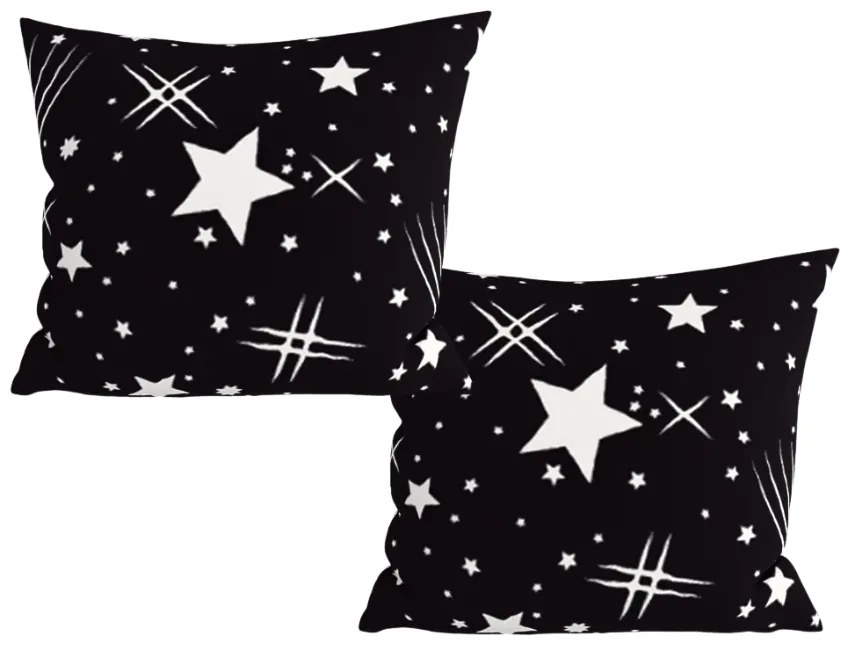 Set 2 huse decorative pentru perna din microfibra CERUL NOPTII 45x45 cm, negru