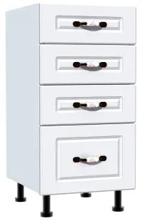 Corp inferior 40 cu 4 sertare Zebra MDF alb drept