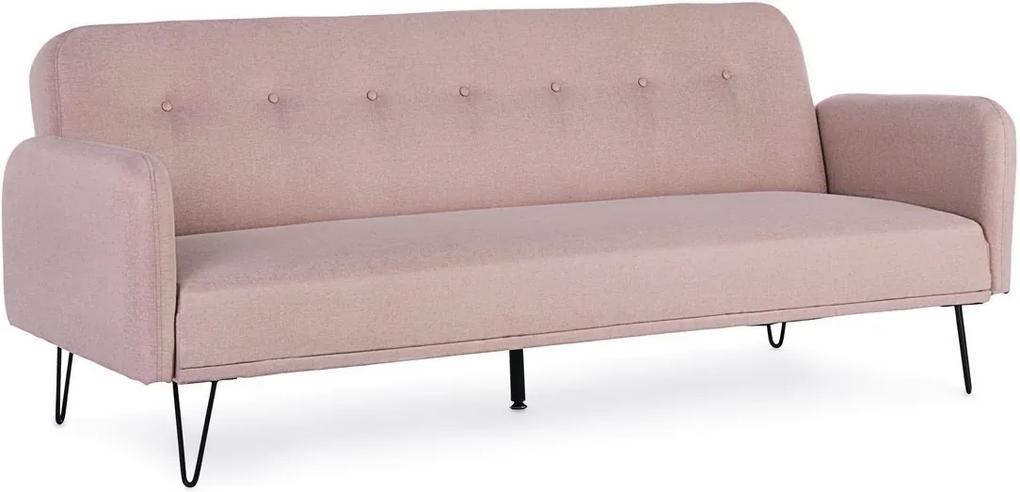 Canapea extensibila 3 locuri tapitata cu material textil roz Bridjet 200 cm x 82 cm x 81 cm x 43 h1 x 59 h2