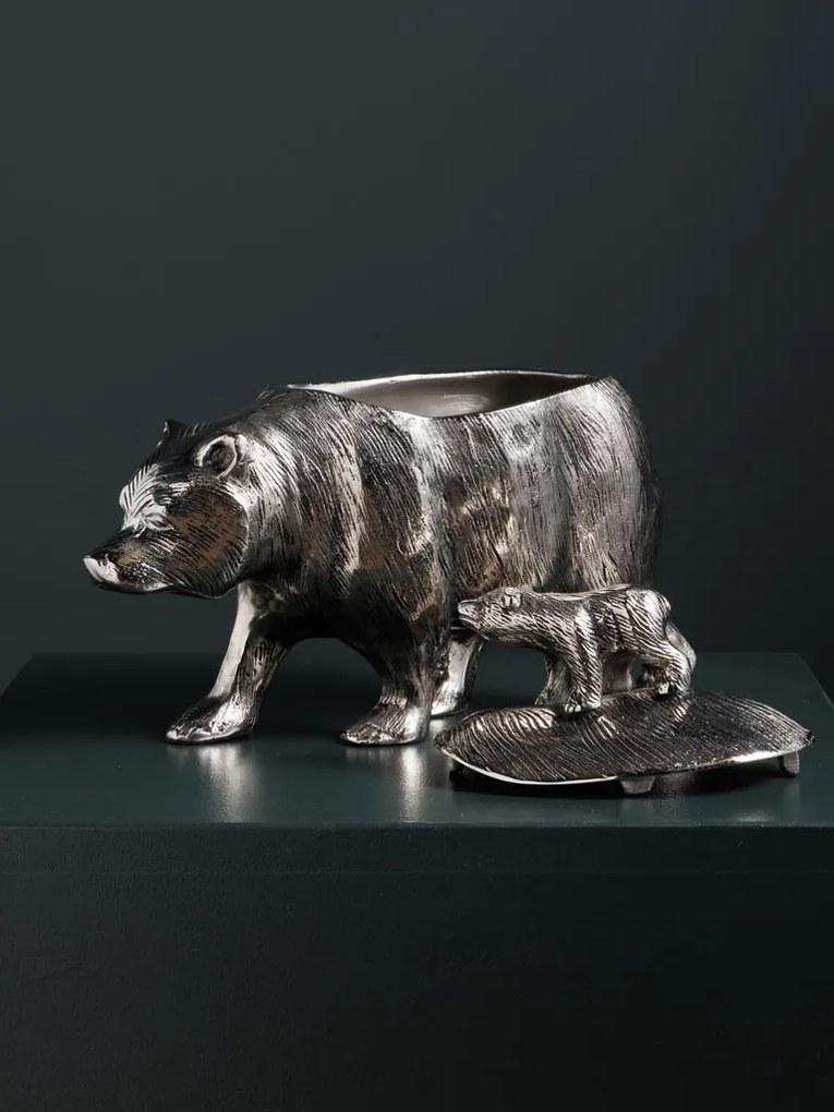 Cutie decorativa din aluminiu, in forma de urs, Bears