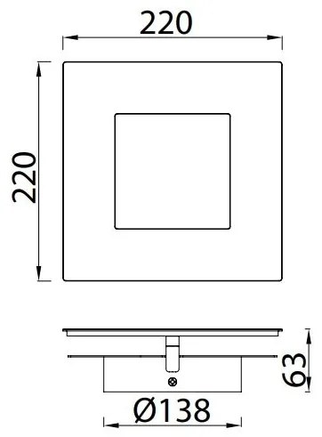 Aplica de perete LED design ambiental DALIA 22x22cm, negru/ auriu