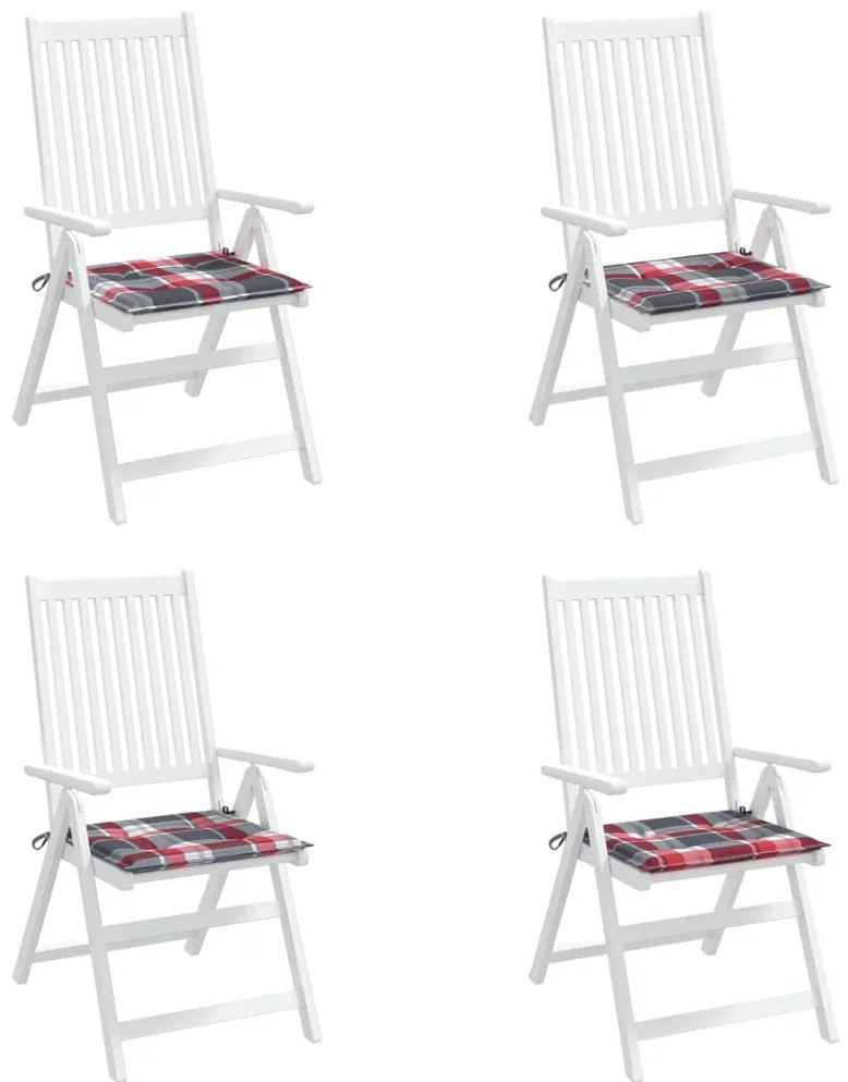 Perne scaun gradina 4 buc. rosu model carouri 40x40x3 cm textil 4, model rosu carouri, 40 x 40 x 3 cm