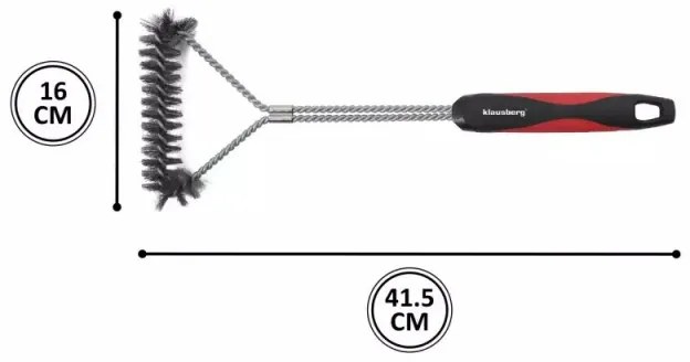 Perie de curatat grataruul Klausberg KB 7898, 41,5 cm, Orificiu de agatat, Otel inoxidabil, Negru/Rosu