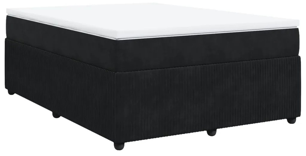 3285640 vidaXL Pat box spring cu saltea, negru, 140x190 cm, catifea