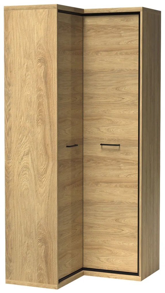 Dulap de haine de colț Sergeda SR14 (hickorya natural + Negru) . 1104887