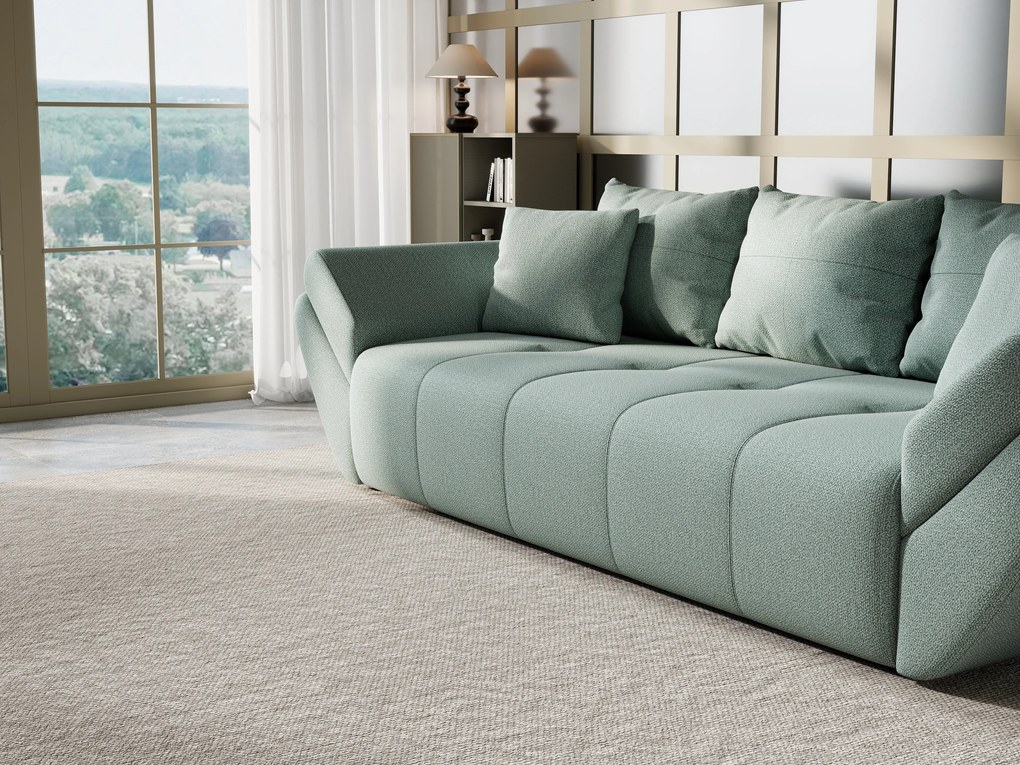 Canapea extensibilă dumonde cu ladă de depozitare si sezut confortabil din spuma high-density, Berlin Enjoy Mint 250x100 cm
