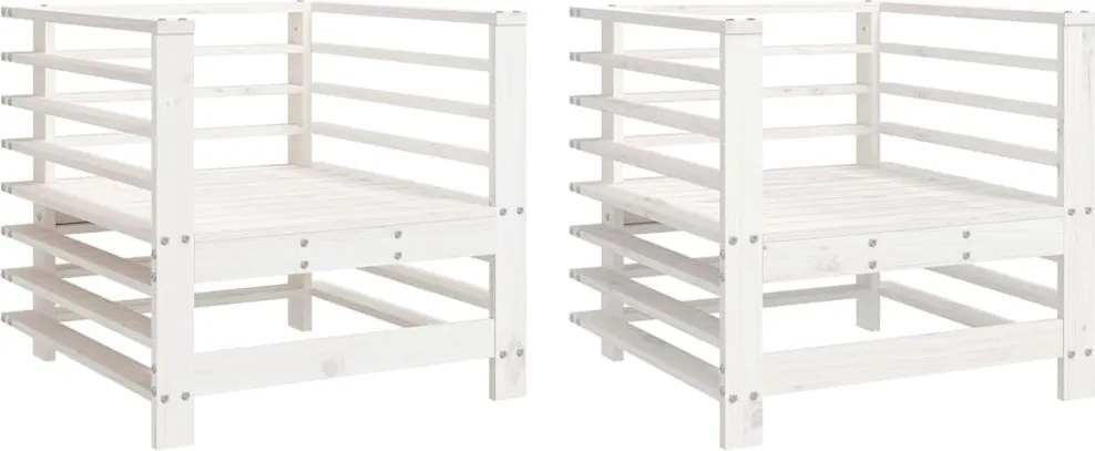 vidaXL Scaune de grădină, 2 buc., alb, lemn masiv de pin