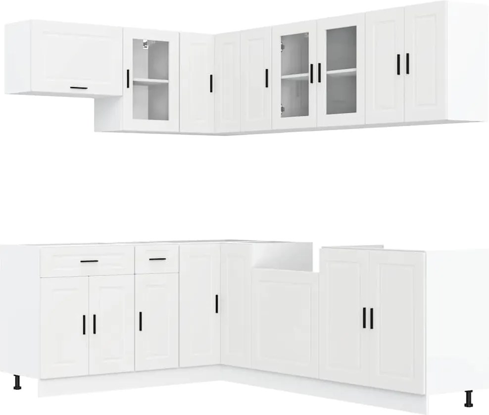 vidaXL Set dulap de bucătărie din 11 piese „Portor” Lemn prelucrat alb