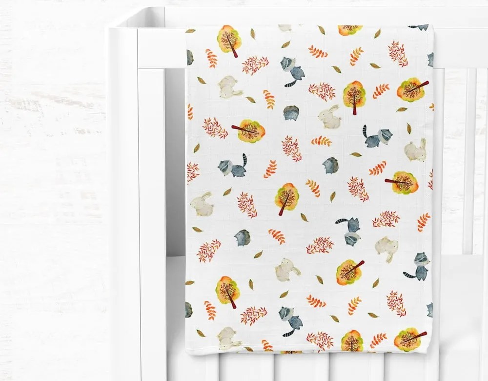 Pătură pentru copii albă din muselină 75x100 cm Forest – Mijolnir