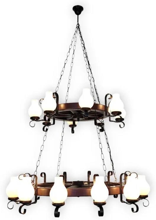 Candelabru rustic fabricat manual din lemn Roata 20L
