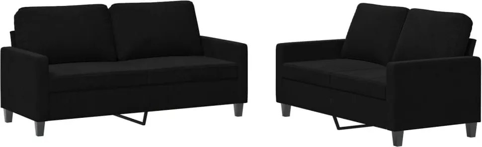 vidaXL Set de canapele cu perne, 2 piese, negru, catifea