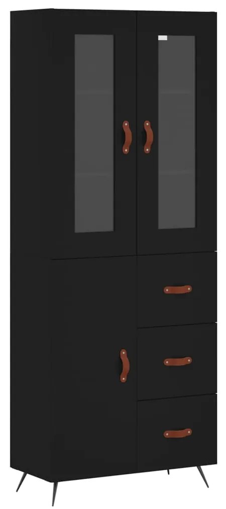 3198442 vidaXL Dulap înalt, negru, 69,5x34x180 cm, lemn compozit