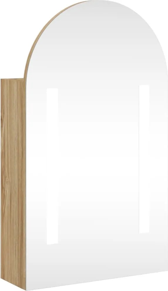 vidaXL Dulap cu oglindă de baie cu LED, stejar, 42x13x70 cm, arcuit