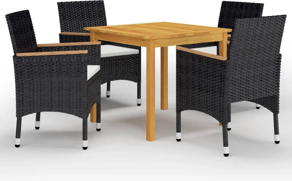 vidaXL Set mobilier de grădină, 5 piese, negru