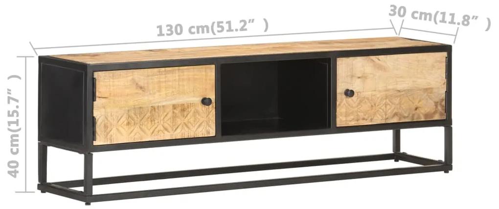 Comoda TV cu usa sculpata, 130 x 30 x 40 cm, lemn mango brut 1, 130 x 30 x 40 cm