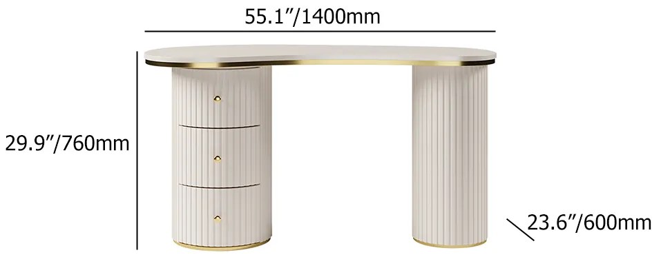 Birou modern curbat pentru calculator culoare: alb DEPRIMO 43732 by Deprimo