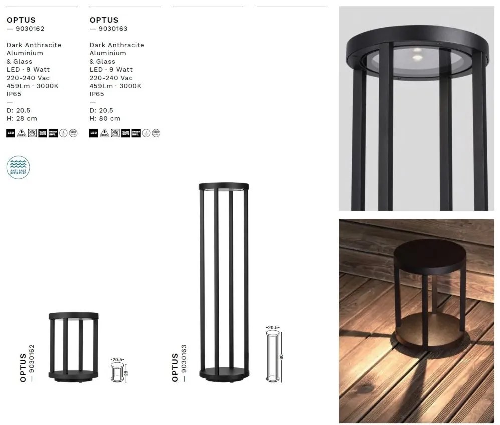 Stalp LED iluminat exterior OPTUS H-80cm