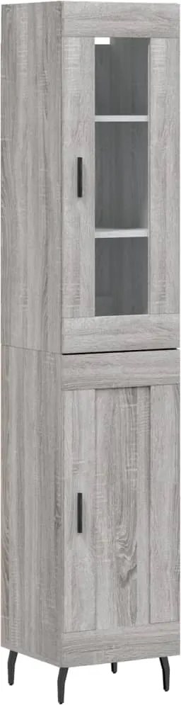 vidaXL Dulap înalt, gri sonoma, 34,5x34x180 cm, lemn prelucrat
