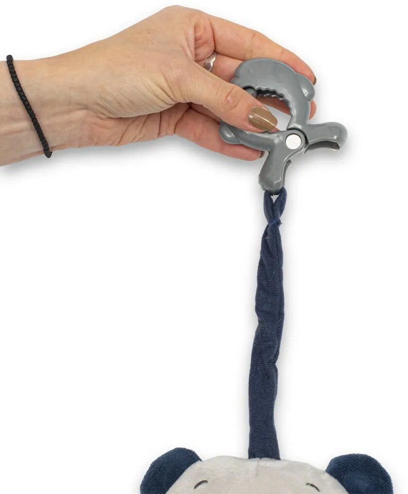 Baby Mix Jucărie de pluș pentru copii cu mecanismmuzical și clemă Ursuleț albastru, 24 cm