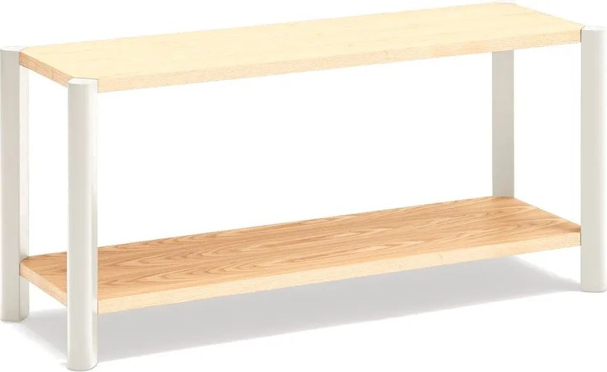 Etajeră crem/în culoare naturală deschisă cu aspect de lemn de stejar 126x59x43 cm Bona – Teulat