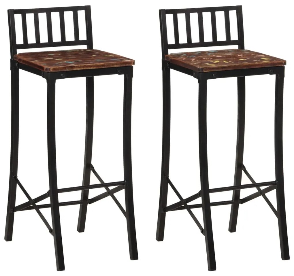 vidaXL Scaune de bar, 2 buc., lemn masiv reciclat