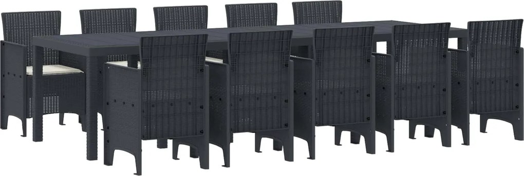 vidaXL Set de masă pentru grădină cu pernă 11 pcs Antracit și crem