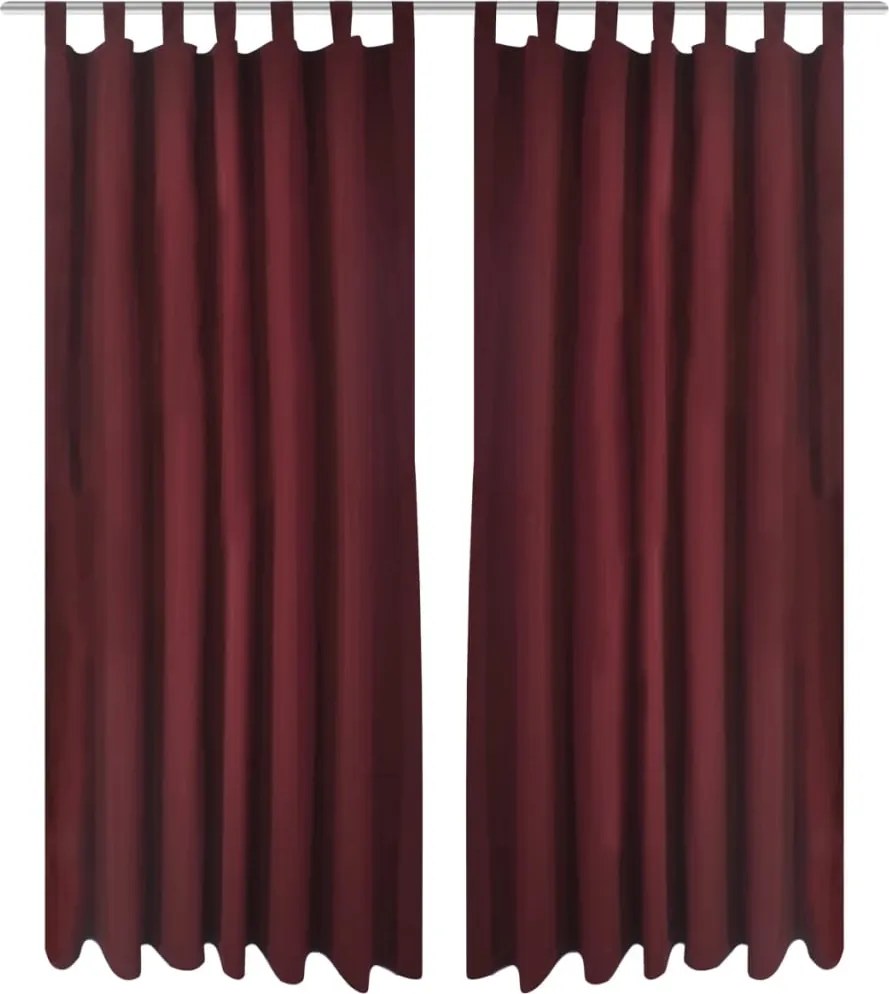 vidaXL Draperii micro-satin cu bride, 140 x 245 cm, roșu bordo, 2 buc.