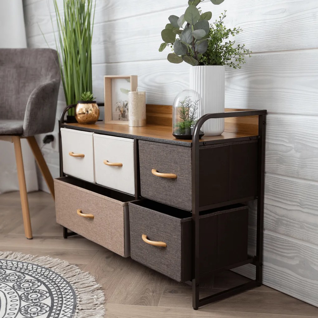 Comoda cu sertare din material textil HAZEL TIP 4,maro, S