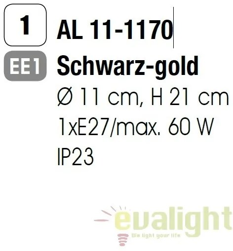 Pendul exterior stil rustic IP23 Taverna AL 11-1170 schwarz-gold OR